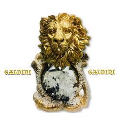 Луксозен сувенир статуетка на Лъв с естествени минерали и кристали за подарък