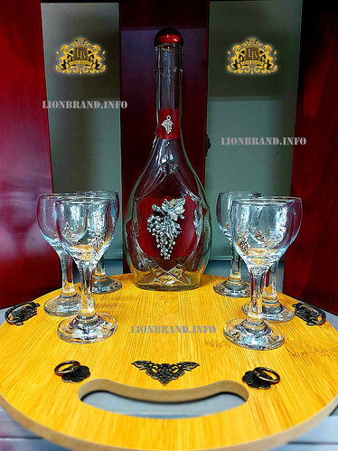Silver grape rakiq set with six glasses