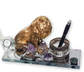 Кристален лукс комплект за бюро с фигура на позлатен лъв